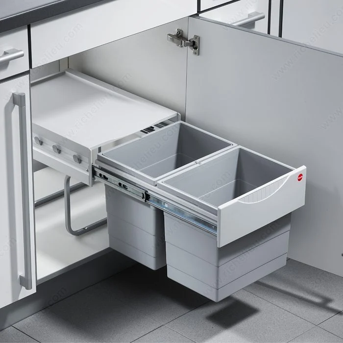Centre de recyclage double Tandem 2 X 18 litres gris