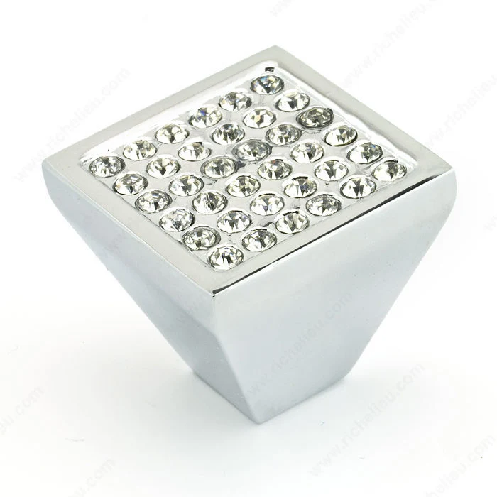 Bouton contemporain en métal et cristal - 1234