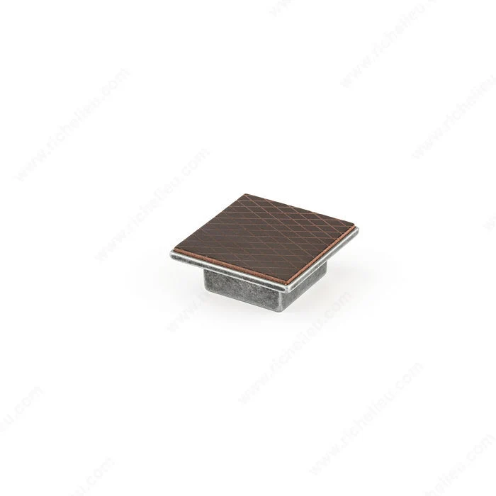 Bouton contemporain en métal et en cuir - MN2512Z
