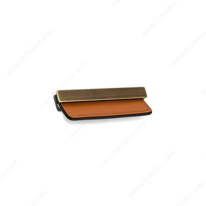 Poignée contemporaine encastrée en cuir et en métal - MN2466Z