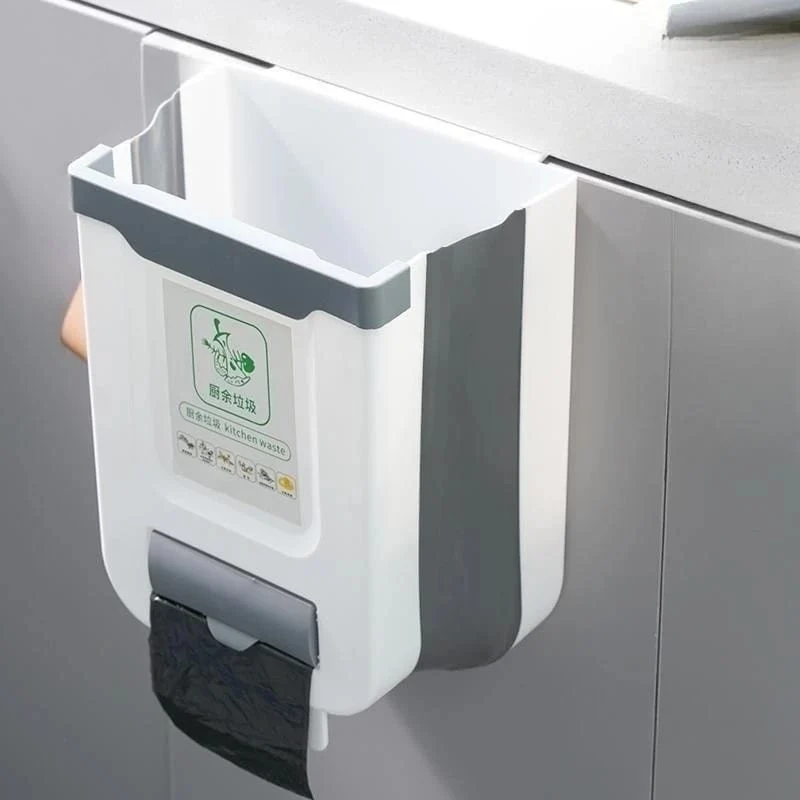Poubelle de Cuisine Pliable Murale Suspendue — 7 L / 10 L, Porte de Placard