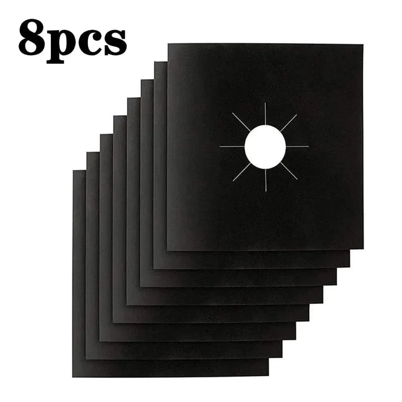 Protège gazinière 2-8pcs en fibres de verre noires - Tapis de cuisson réutilisable - Accessoire cuisine - Taille 270 x 270mm