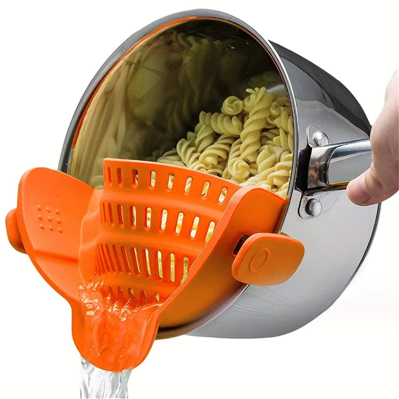 Passoire à Clipser en Silicone pour Casserole, Poêle et Saladier – Égouttoir Pâtes et Légumes