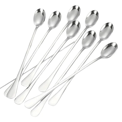 Cuillères Longues en Acier Inoxydable - Lot de 8