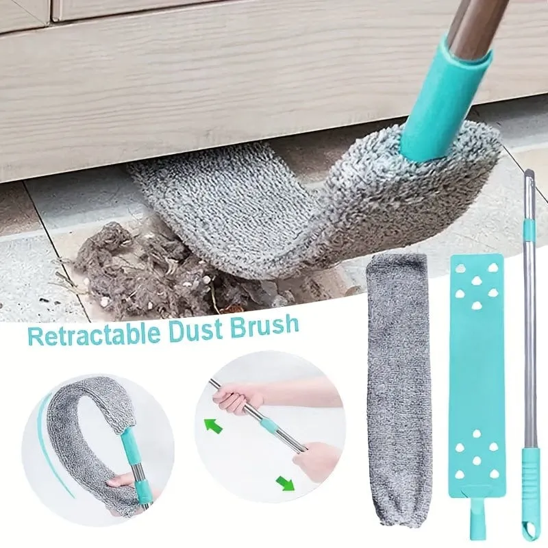 Brosse Plate Télescopique Microfibre 156 cm — Dépoussiéreur Sous Meubles, Lit & Radiateurs