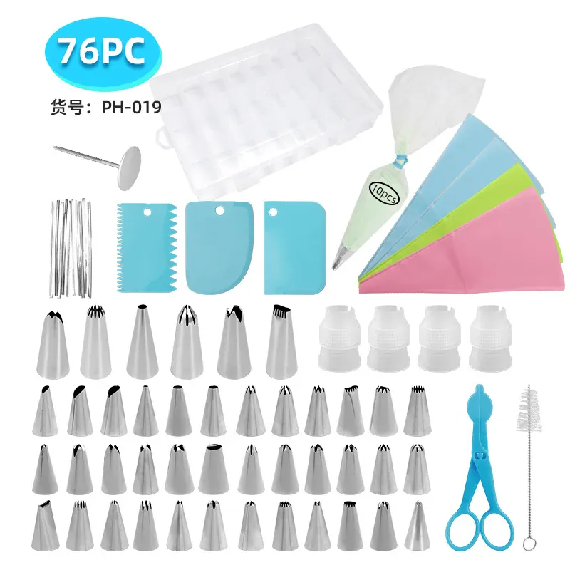 Kit de Décoration de Gâteaux 76 Pièces avec Douilles et Accessoires en Acier Inoxydable