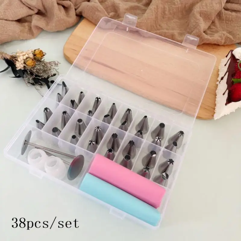 Set d'outils de décoration de gâteaux en inox - 38 pièces avec poches