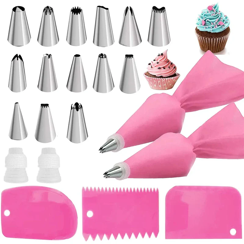 Poches à Douille en Acier Inoxydable - Kit de 21 Accessoires de Décoration