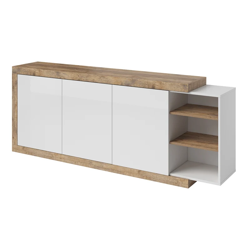 Buffet long 3 portes Azior Blanc et Bois