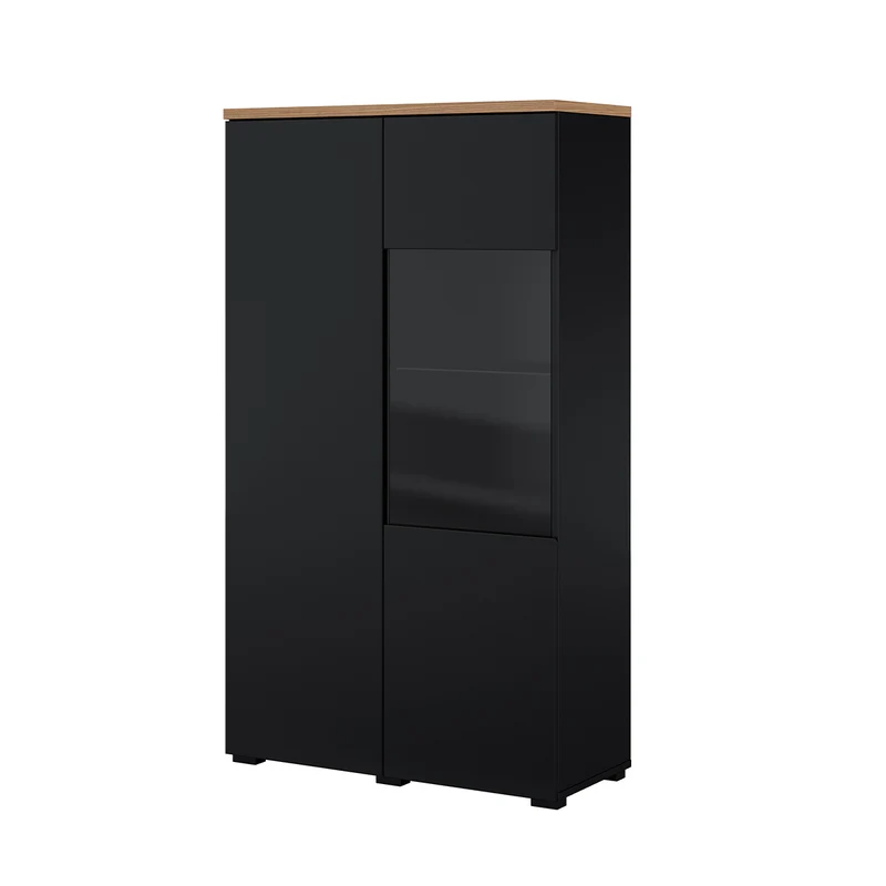 Vaisselier 2 portes Liko Noir et Bois