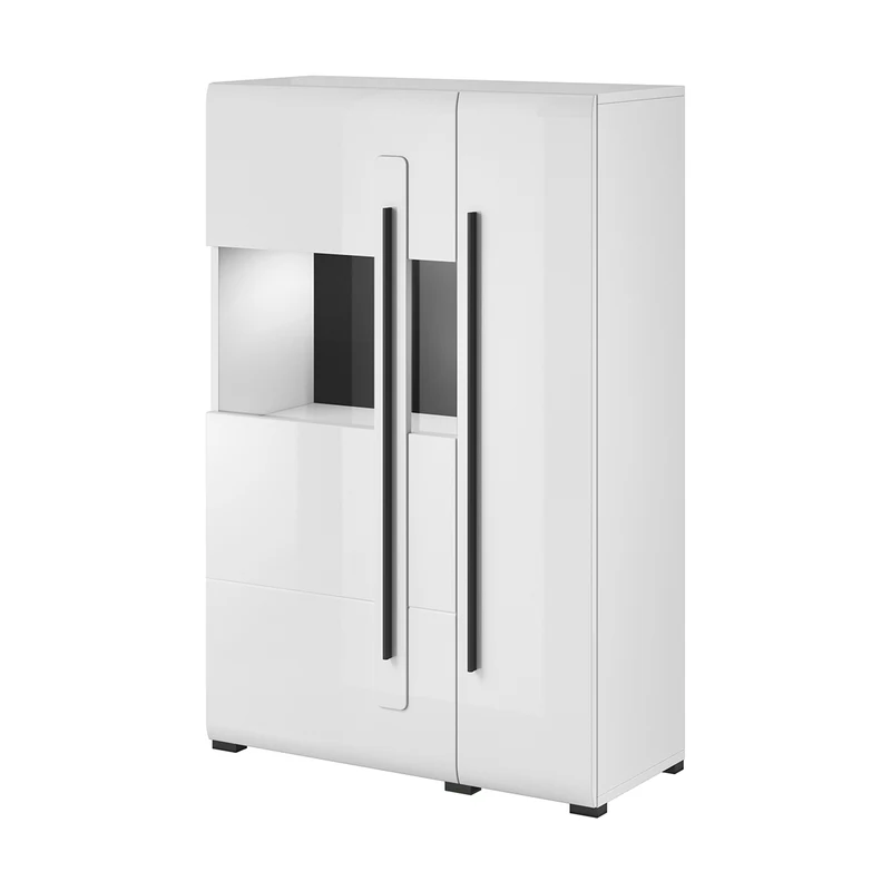 Vaisselier 2 portes avec LED Louis Blanc