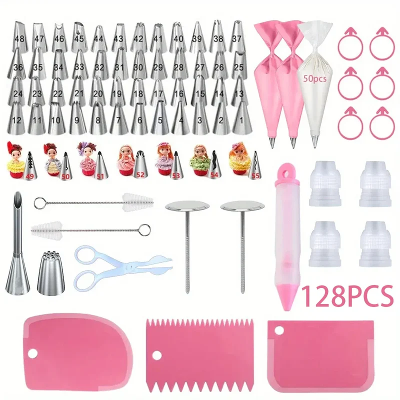 Kit de Décoration de Gâteaux 128PCS avec Douilles et Poches à Douille