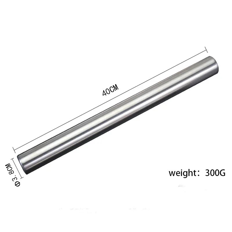 Rouleau à pâtisserie en acier inoxydable de 40 cm - Résistant et facile à nettoyer