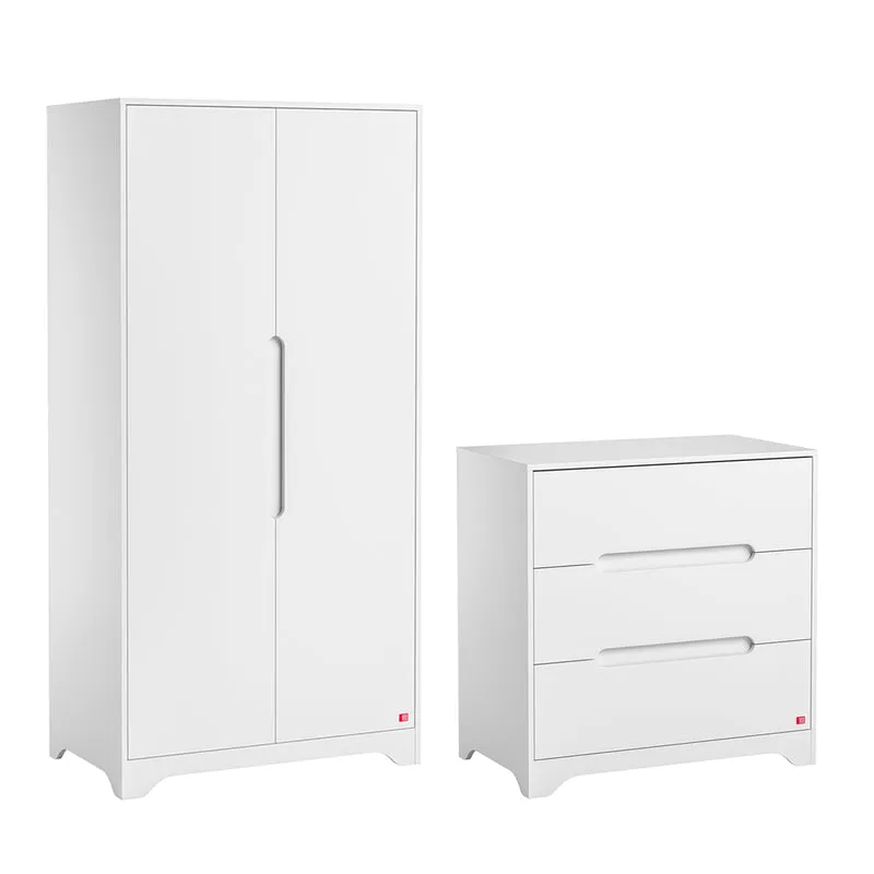 Commode 3 tiroirs et armoire 2 portes Vox Ova Blanc