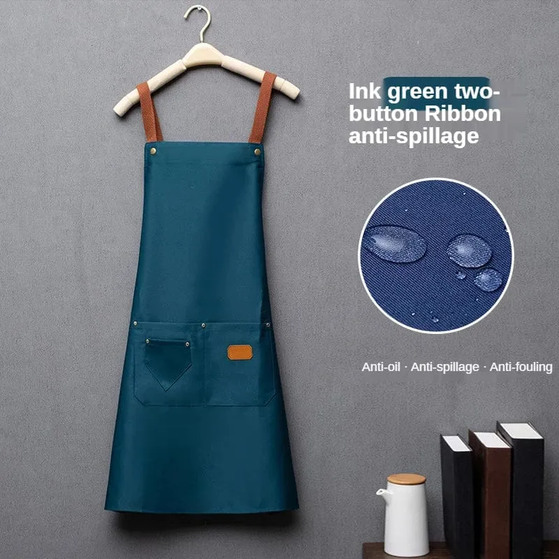Tablier de cuisine unisexe en tissu non tissé - Bleu-vert - Pour chef, grill, restaurant