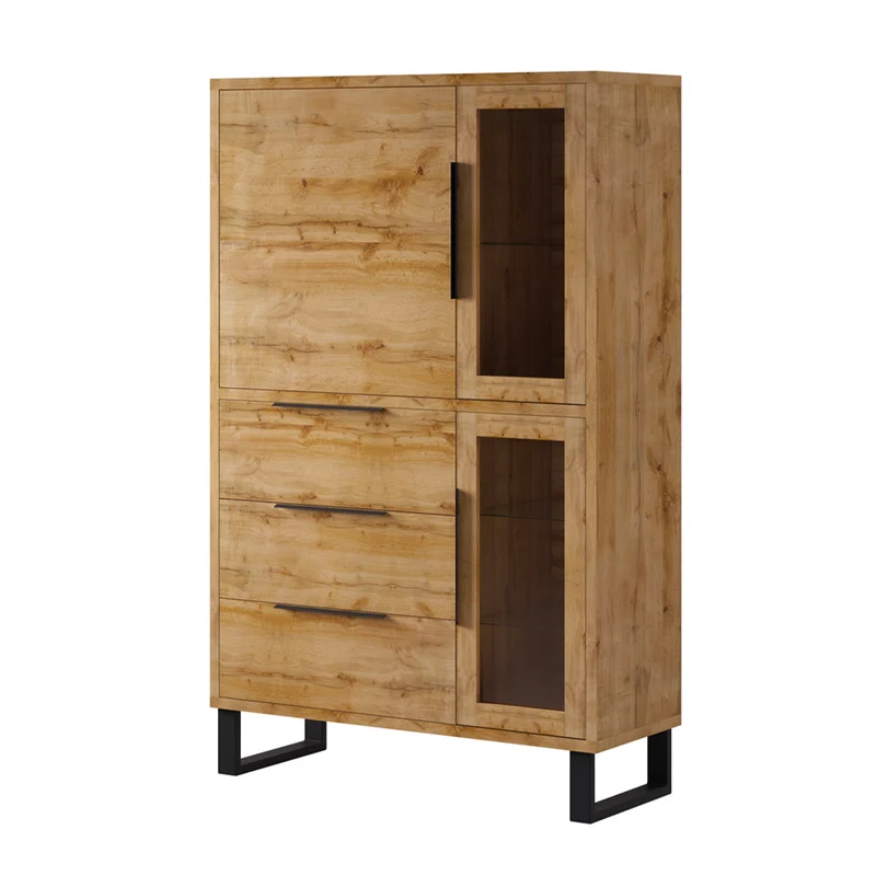 Vaisselier 3 portes 3 tiroirs Eden Bois et Metal