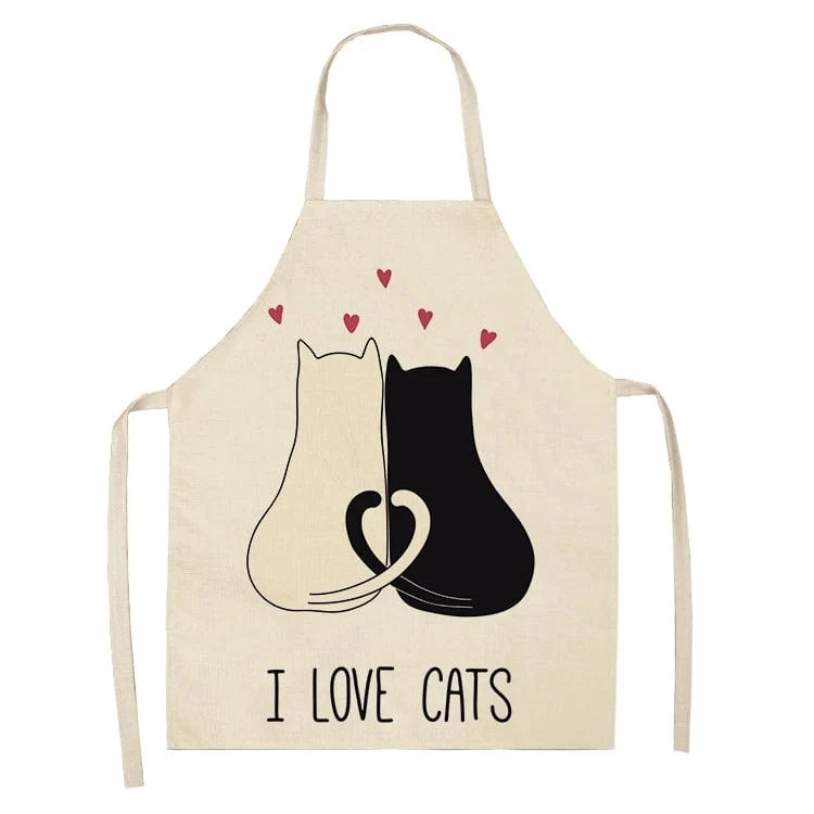 Tablier de Cuisine en Lin aux Motifs de Chats Mignons