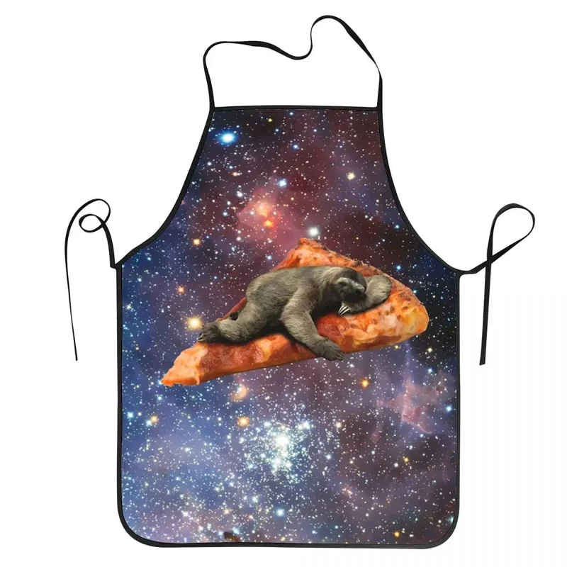 Tablier de cuisine Unisex Space Pizza avec motif paresseux sur pizza