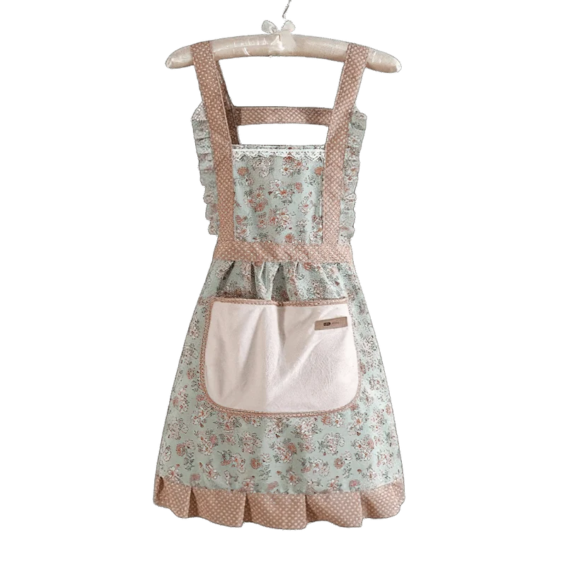 Tablier de cuisine vintage en coton vert rétro années 50