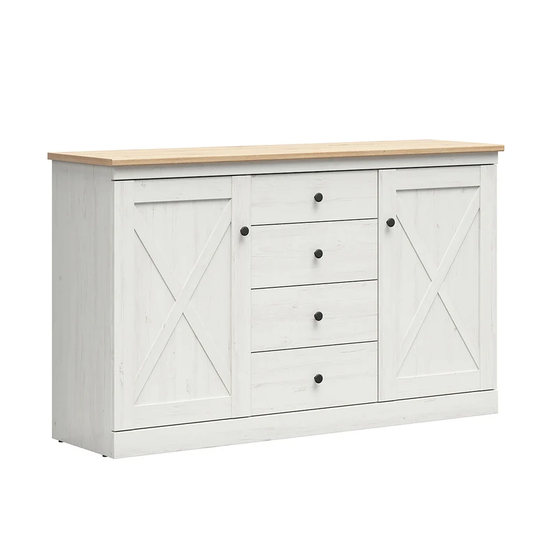 Buffet 2 portes 4 tiroirs Victoria Blanc et Bois