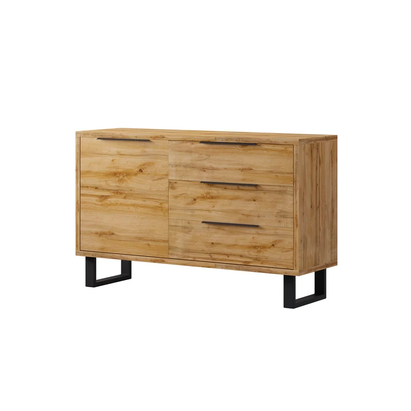 Buffet 1 porte 3 tiroirs Eden Bois et Metal