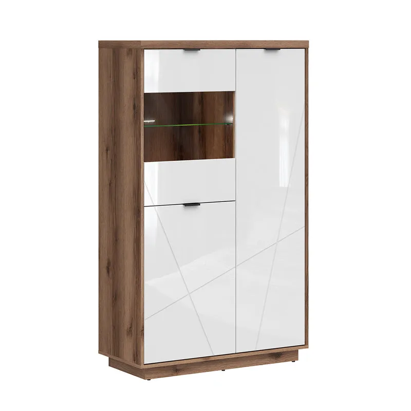 Vitrine 3 portes Sven Blanc et Bois