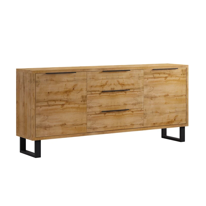 Buffet 2 portes 3 tiroirs Eden Bois et Metal