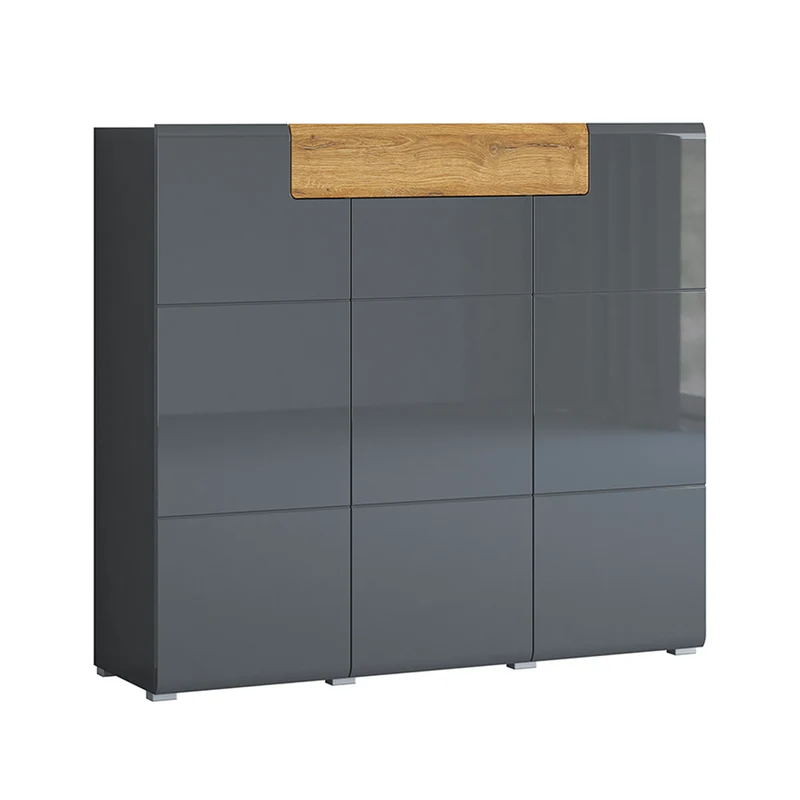 Buffet haut 3 portes 1 tiroir Jules Gris et Bois