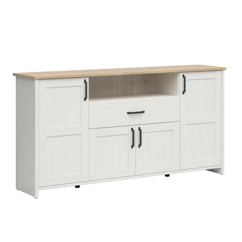 Buffet 4 portes 1 tiroir Aksel Blanc et Bois