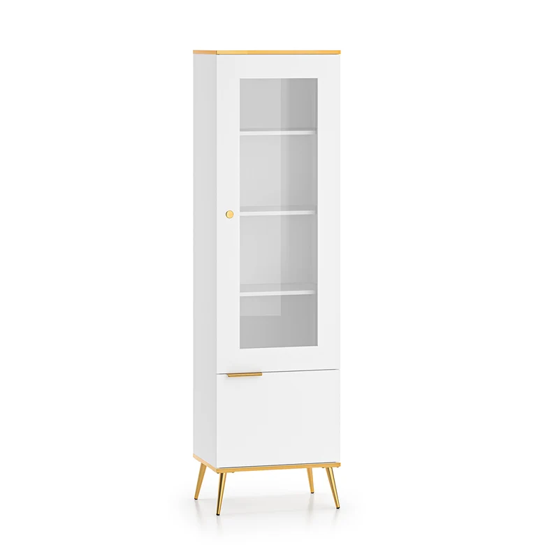 Vitrine 2 portes Zora Blanc et Doré