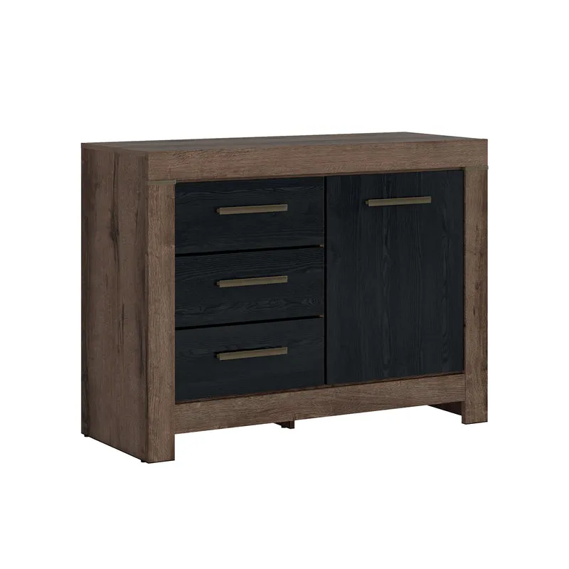 Buffet 1 porte 3 tiroirs Adam Bois et Noir