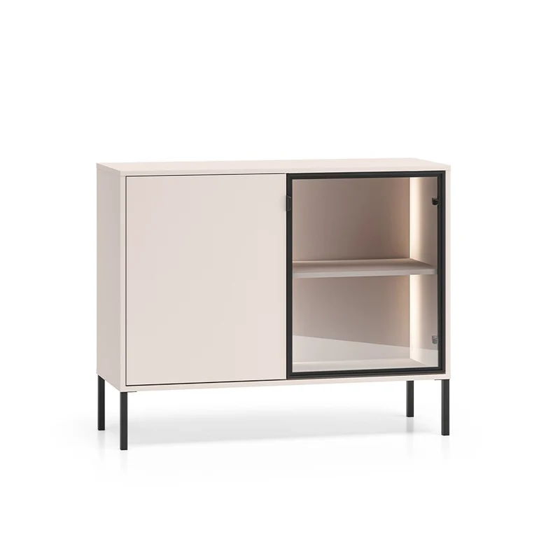 Buffet 2 portes LED inclus Paige Cachemire et Noir