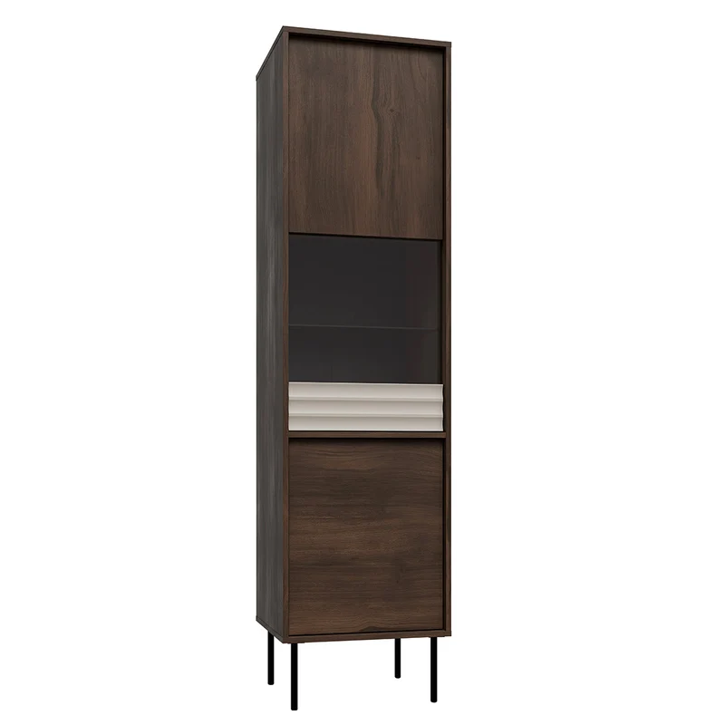 Vitrine 2 portes Astra Bois foncé et Cachemire