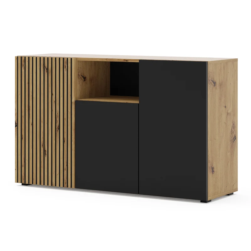 Buffet 3 portes Nera Bois et Noir