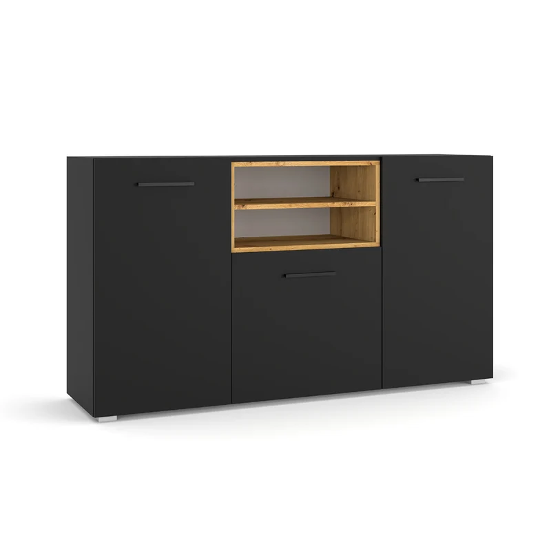Buffet 3 portes Ania Noir et Bois