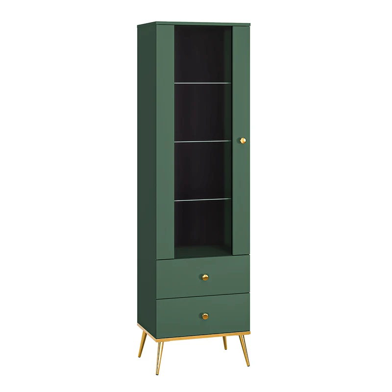 Vitrine 1 porte 2 tiroirs Thalia Vert
