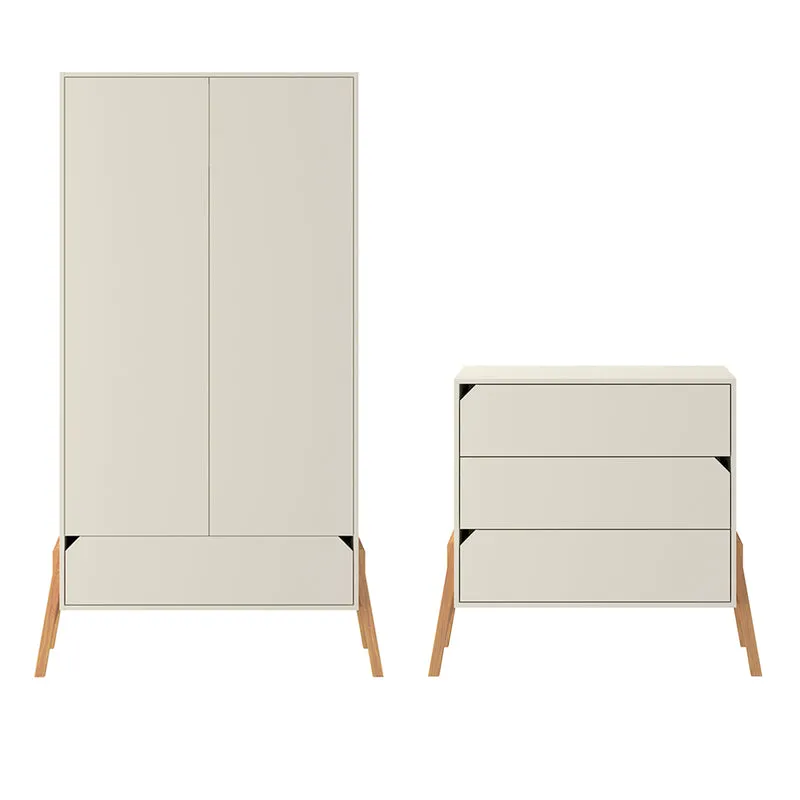Commode 3 tiroirs et armoire 2 portes Bellamy Lotta Cachemire