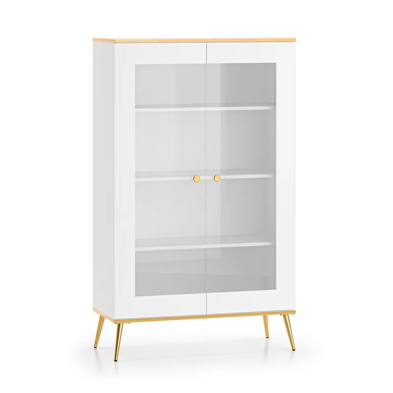 Vaisselier 2 portes Zora Blanc et Doré