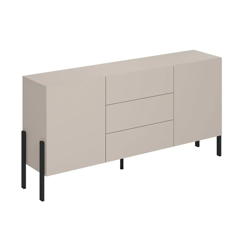 Buffet long 2 portes 3 tiroirs Bérénice Cachemire