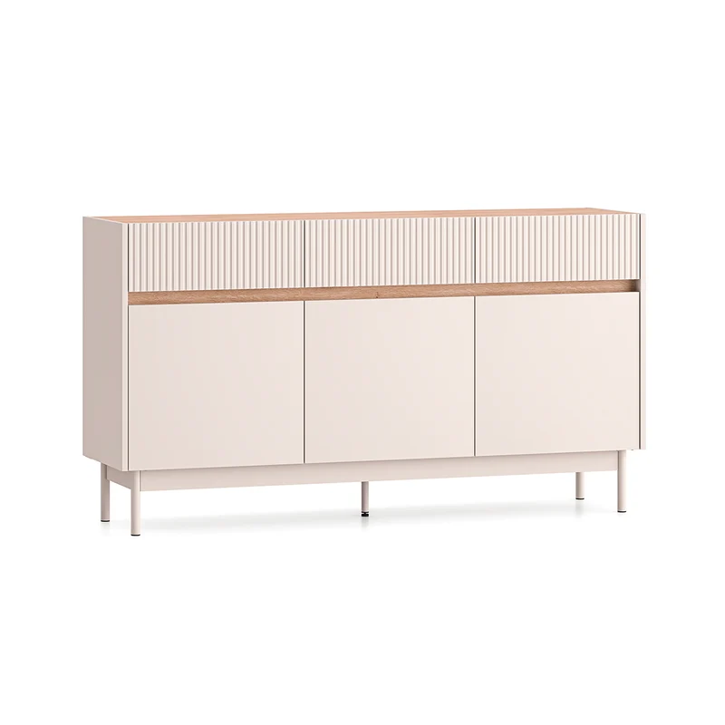 Buffet 3 portes 3 tiroirs Connie Cachemire et Bois