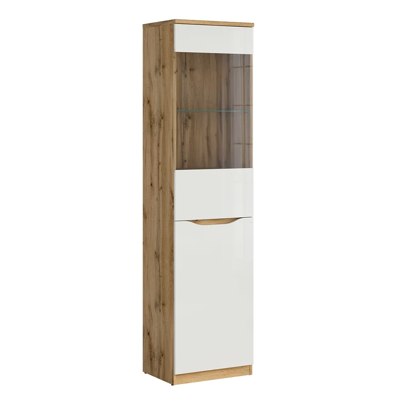 Vitrine 1 porte June Blanc et Bois