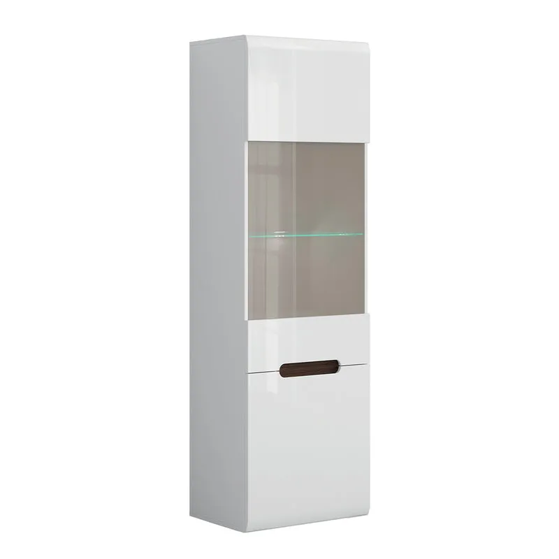 Vitrine 2 portes avec LED Darrel Blanc laqué et Bois