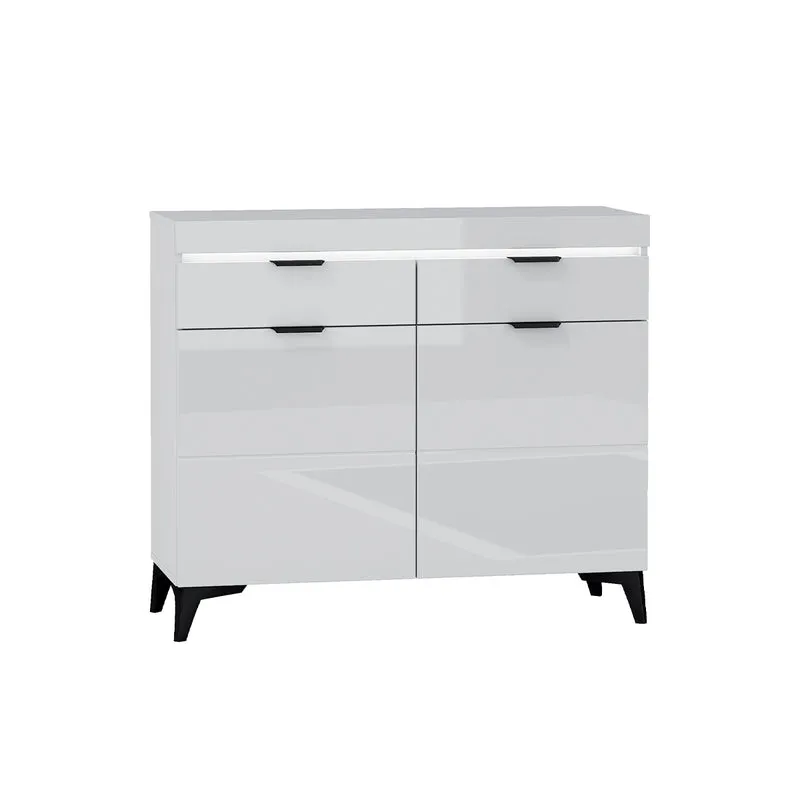 Buffet 2 portes 2 tiroirs LED inclus Ruben Blanc