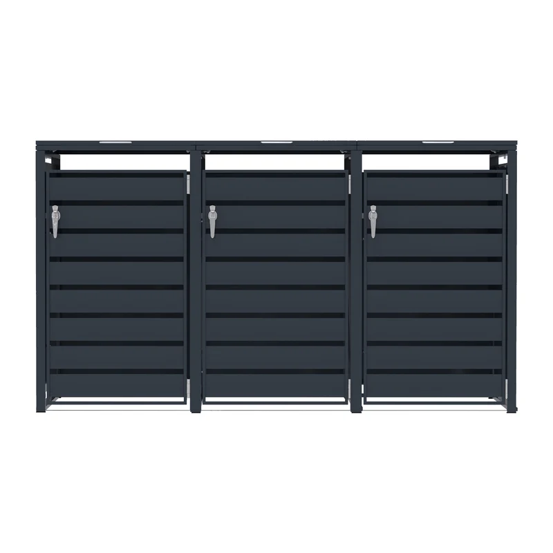 Abri Métallique pour 3 Poubelles à Roulettes - Anthracite