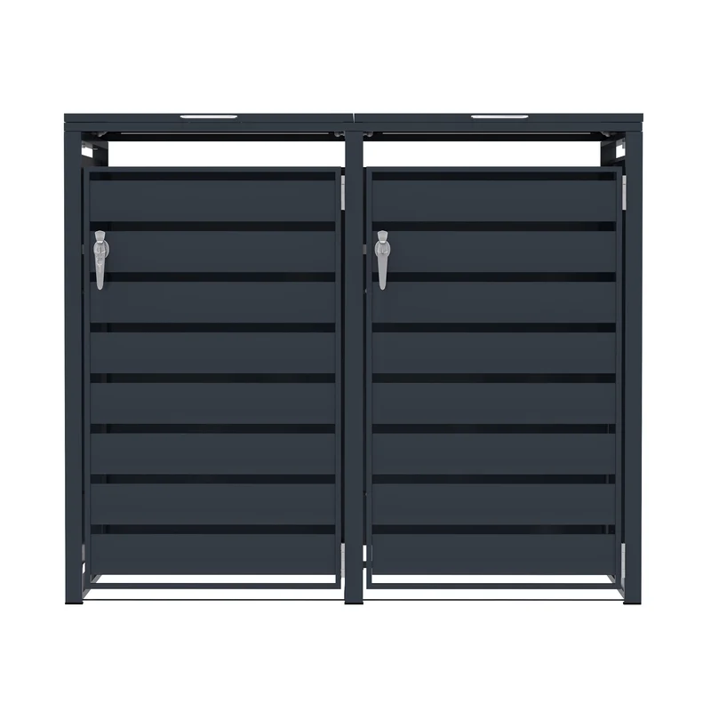 Abri Métallique pour 2 Poubelles à Roulettes - Anthracite