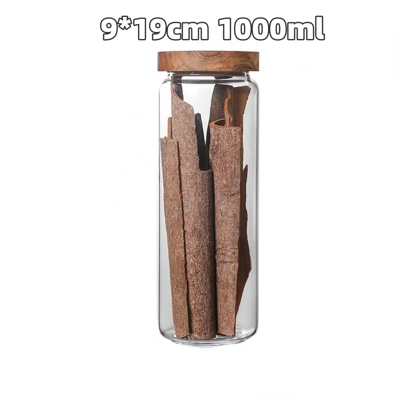 Bocal de Conservation en Verre avec Couvercle en Bambou