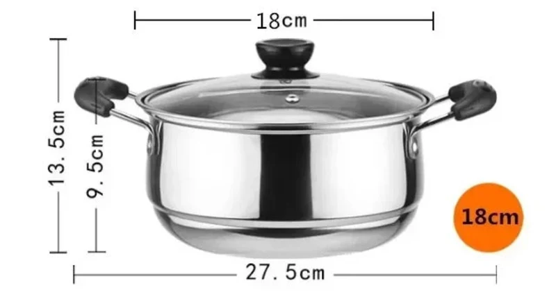 Marmite Inox Double Fond Compatible Gaz et Induction – 18 à 24 cm