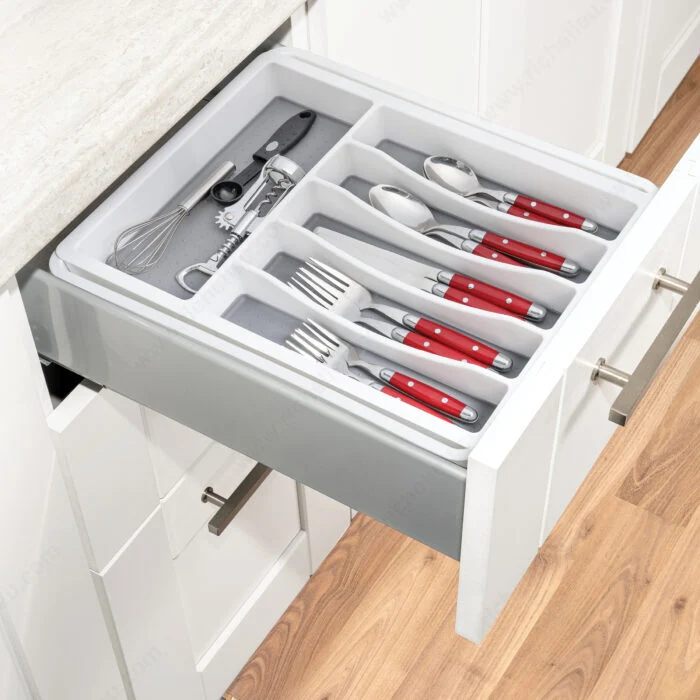 Organisateur de tiroir réglable 6–8 compartiments – Blanc/Gris