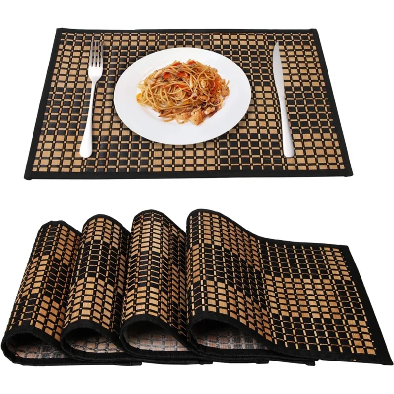 Sets de Table Rectangulaires en Bambou Naturel Lot de 4