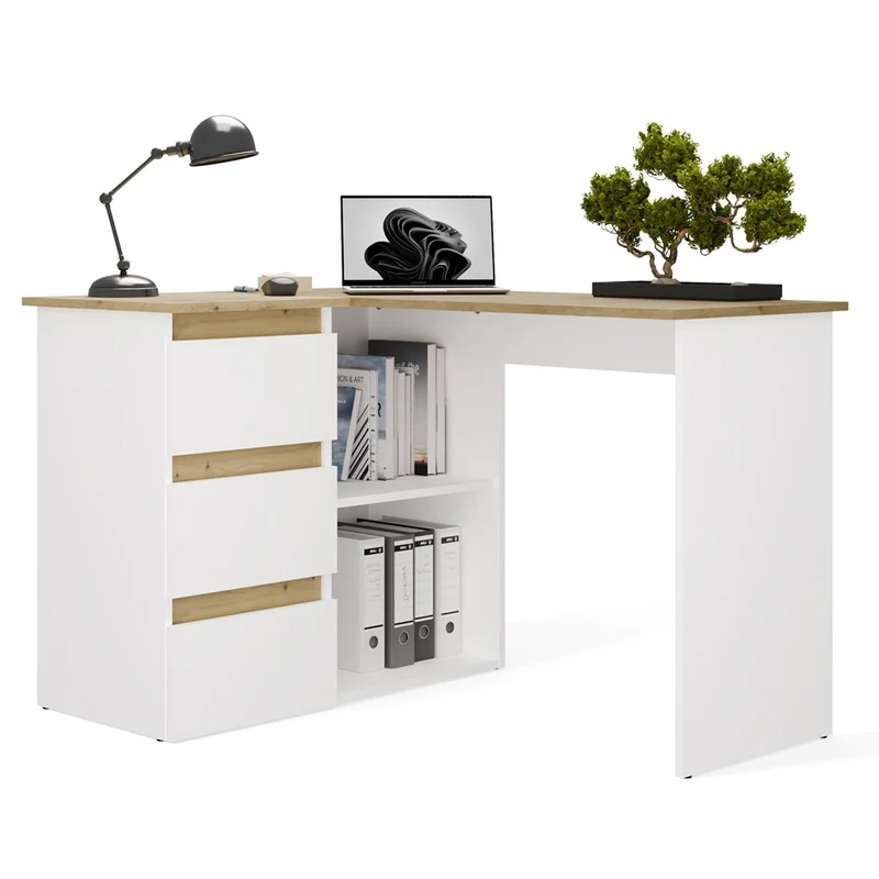 NICEA GAUCHE Bureau d’angle avec 3 tiroirs